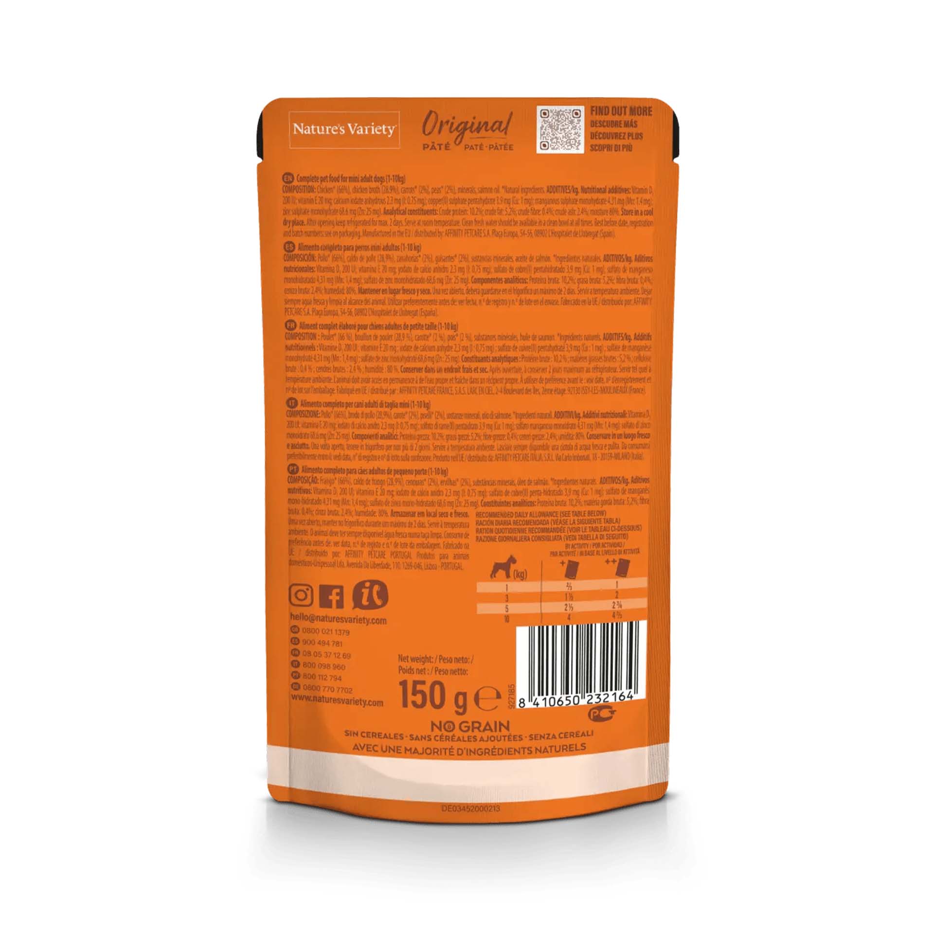 NV DOG WET ORIGINAL NO GRAIN MINI FRANGO - 150GR