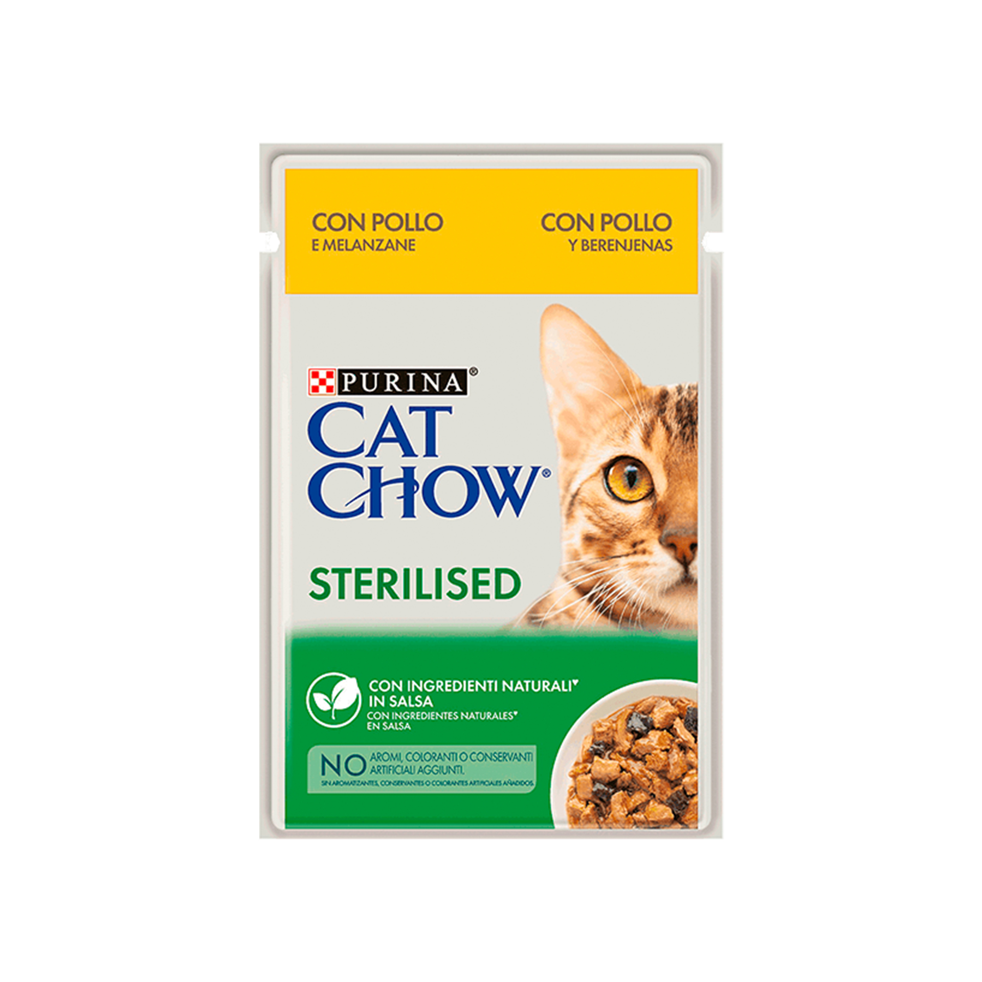 CAT CHOW STERILIZED FRANGO E BERINGELA - 85GR