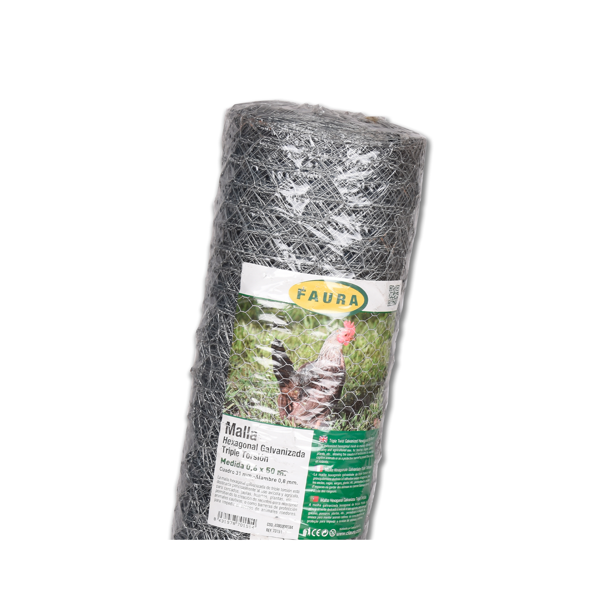 REDE GALVANIZADA HEXAGONAL 13X0.7MM - 1X50MT