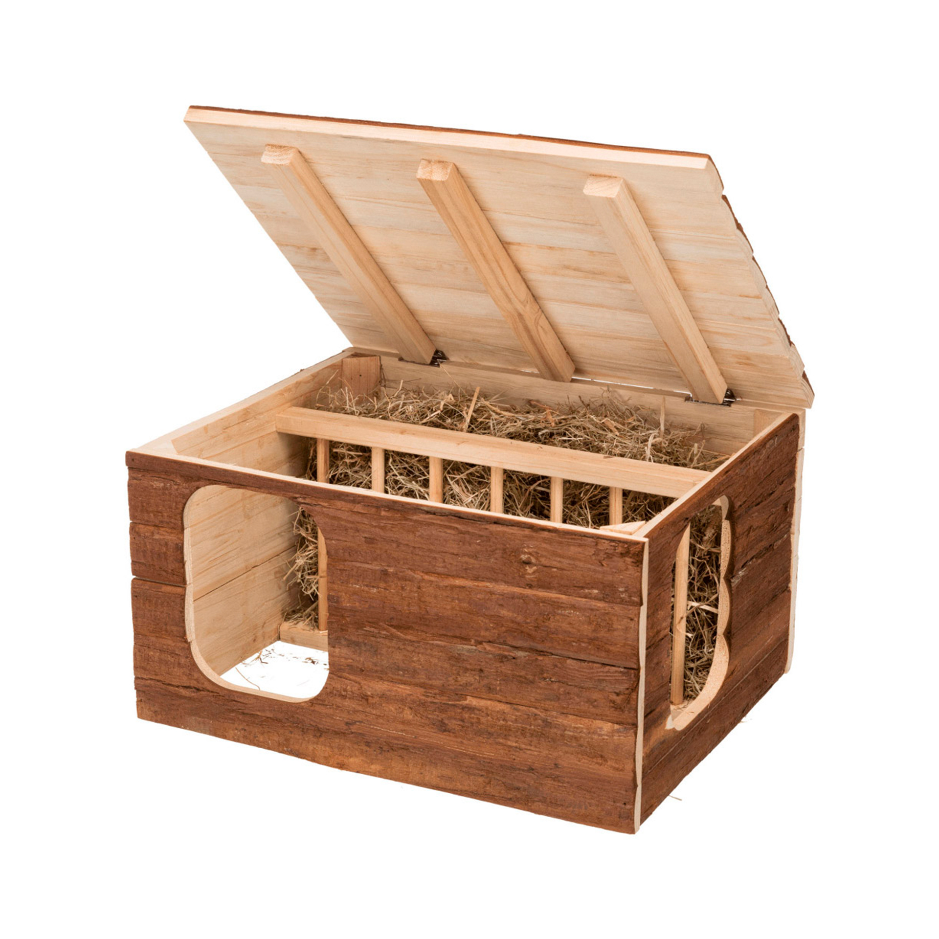 CASA "HILKE" EM MADEIRA C/ PORTA FENO - 40X23X32CM