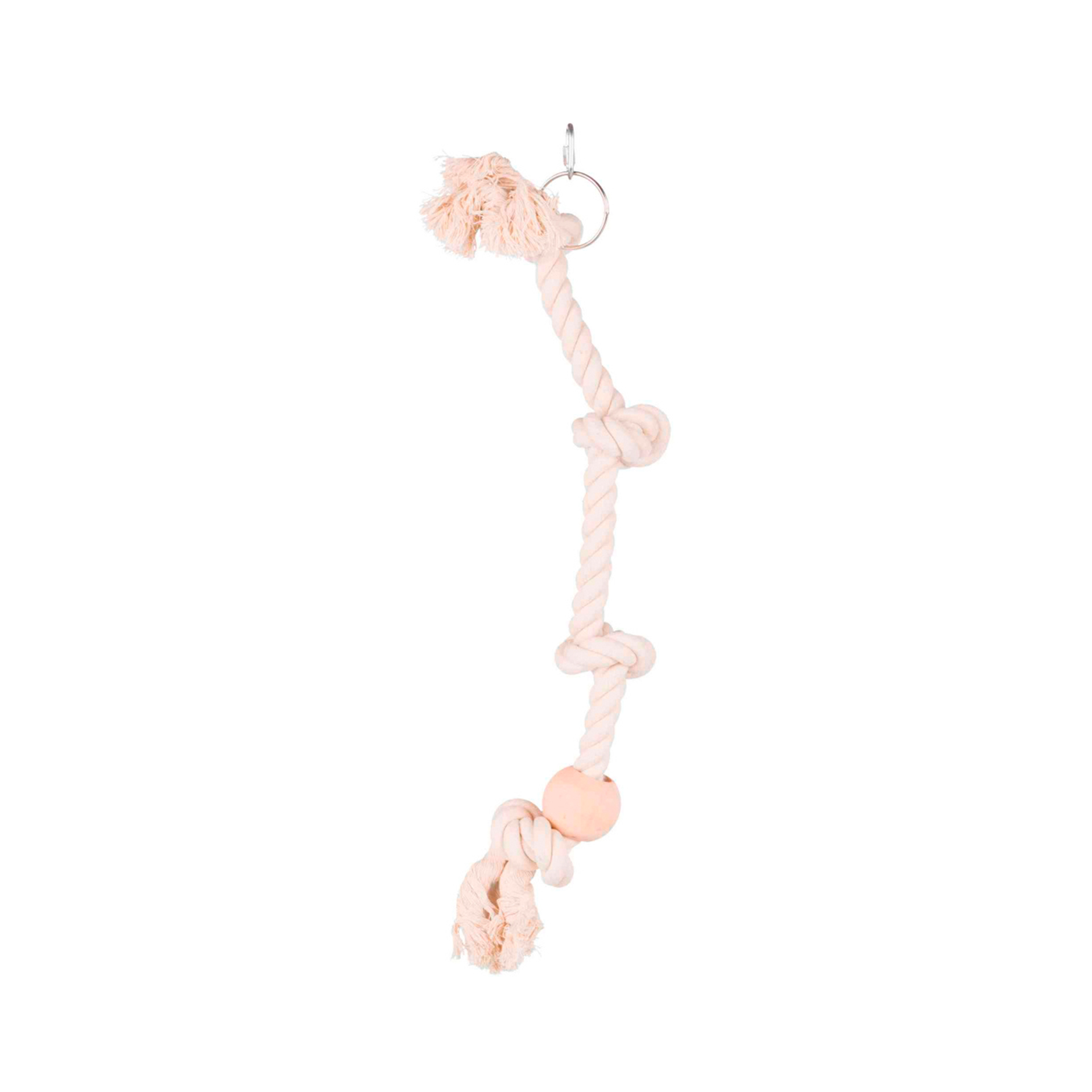 BALOIÇO DE CORDA C/ DOIS NOS E BOLA DE MADEIRA - 60CM