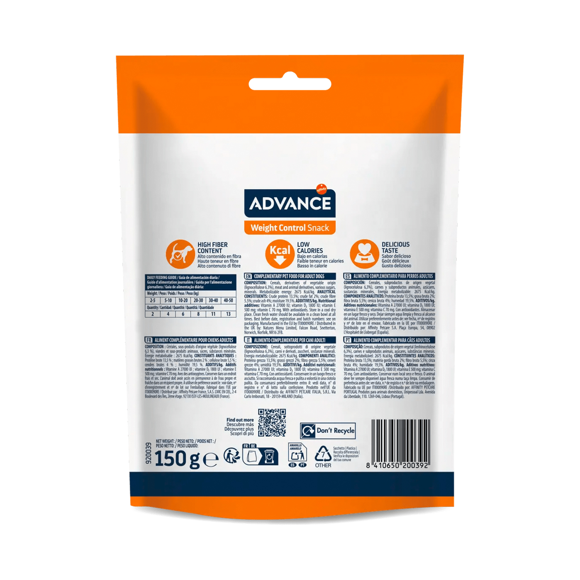 ADVANCE CAO SNACKS APETTITE CONTROL - 150GR
