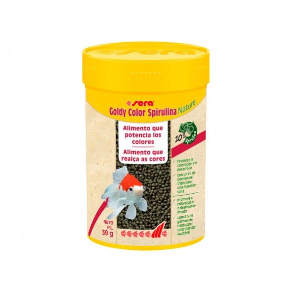 ALIMENTO P/ PEIXES GOLDY COLOR SPIRULINA NATURE - 39GR ALIMENTO P/ PEIXES GOLDY COLOR SPIRULINA NATURE - 39GR