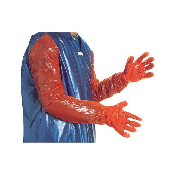 LUVAS DE PARTO LARANJA 92CM - 100UN