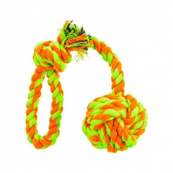 CORDA C/ BOLA ALGODAO LARANJA/LIMA - 5.5X30CM