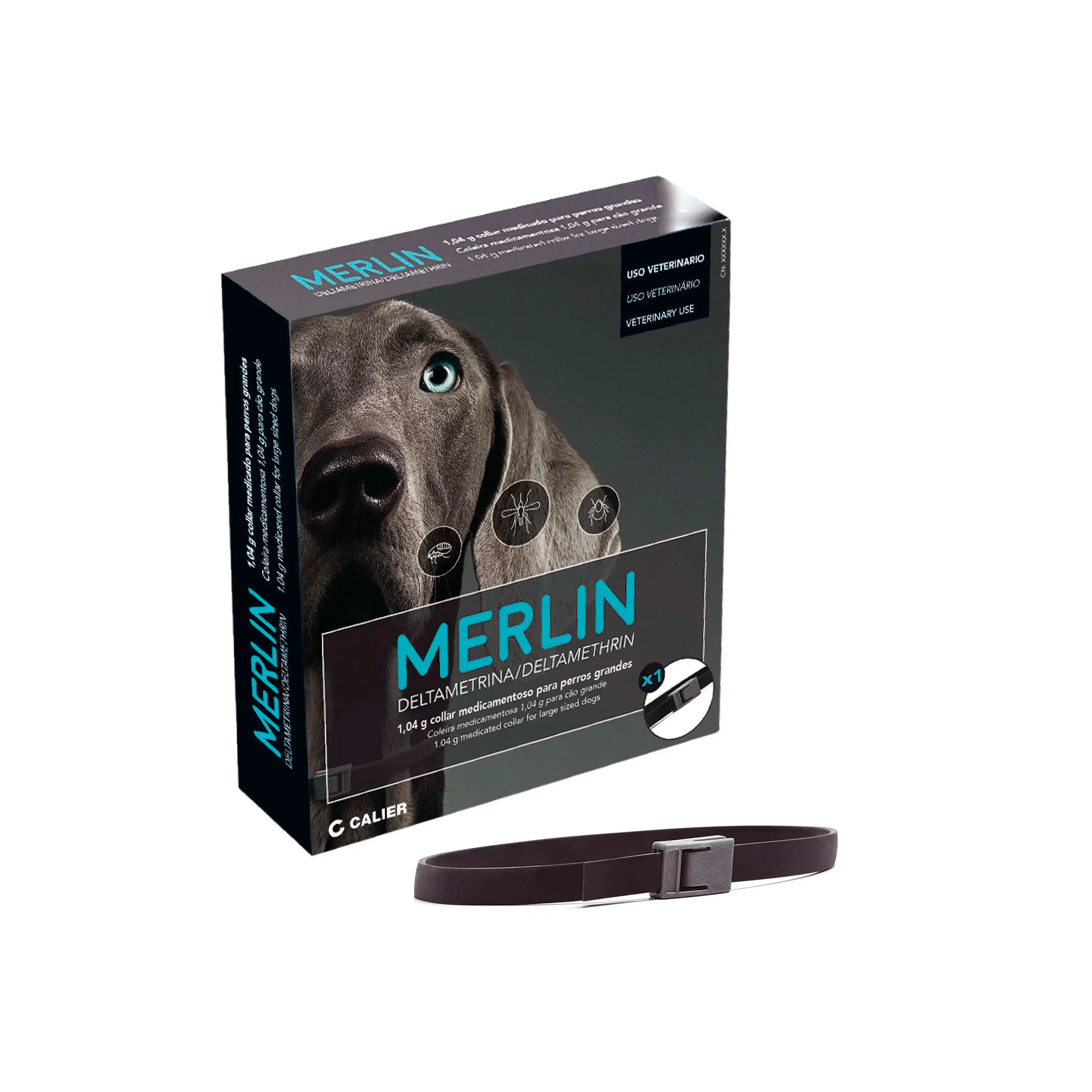 COLEIRA ANTIPARASITA MERLIN CAO GRANDE - 65CM
