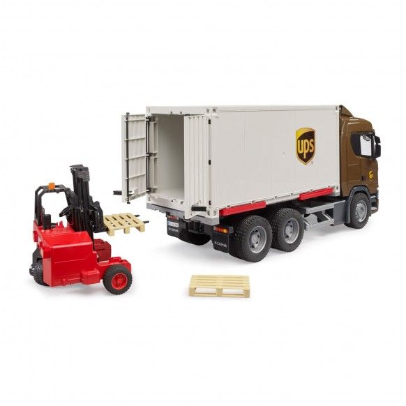 BRUDER CAMIAO LOGISTICO SCANIA UPS C/ EMPILHADOR