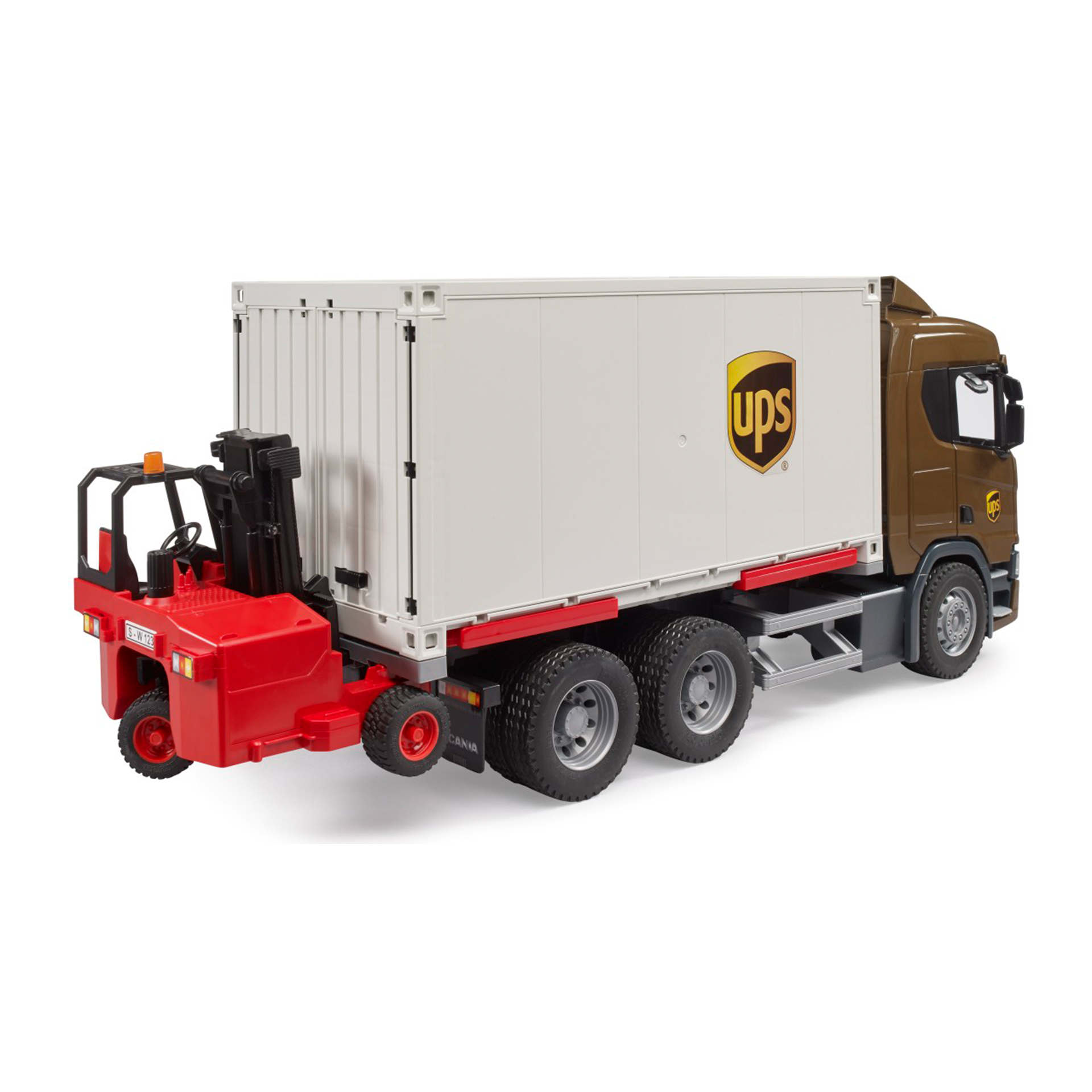 BRUDER CAMIAO LOGISTICO SCANIA UPS C/ EMPILHADOR